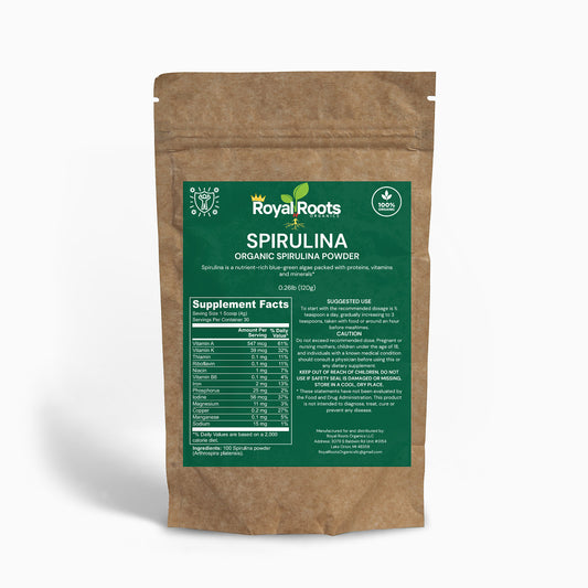 Organic Spirulina Powder - Spirulina has very high levels of iron, beta-carotene, and B vitamins *Great to add in smoothies*