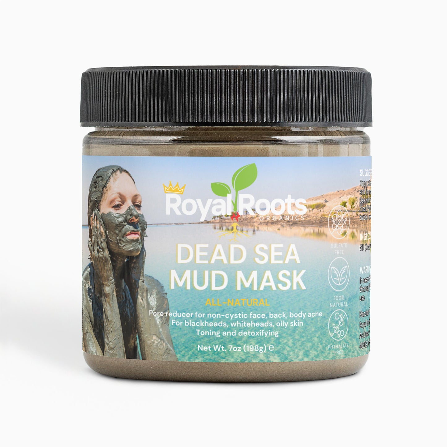 Dead Sea Mud Mask (helps combat blackheads, whiteheads, and oily skin promoting a healthy complexion and tighter, more youthful-looking skin.)