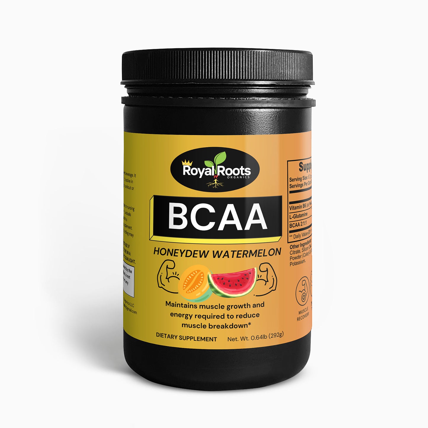 BCAA Post Workout Powder (Honeydew/Watermelon) - Increases protein synthesis and nitrogen retention, both essential to building lean muscle.