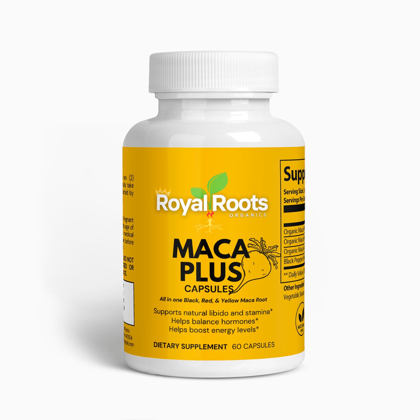 Maca Root Plus (Black, Red, & Yellow Maca) 100% Natural Pure Non-GMO, Supports Reproductive Health Natural Energizer