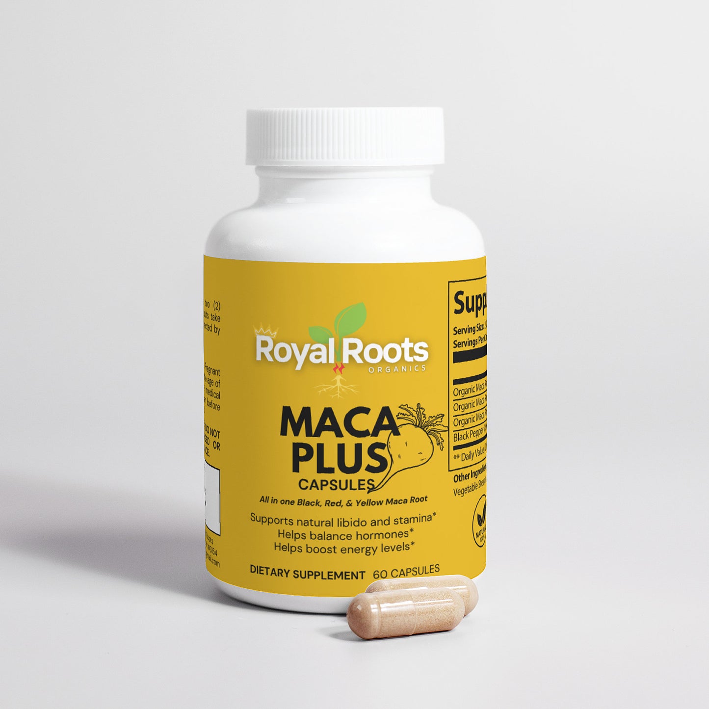 Maca Root Plus (Black, Red, & Yellow Maca) 100% Natural Pure Non-GMO, Supports Reproductive Health Natural Energizer