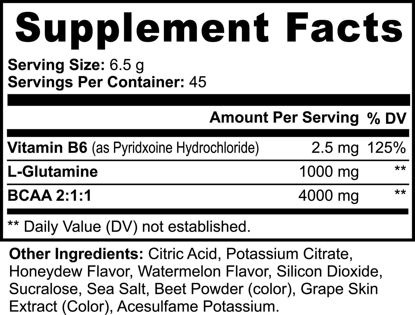 BCAA Post Workout Powder (Honeydew/Watermelon) - Increases protein synthesis and nitrogen retention, both essential to building lean muscle.